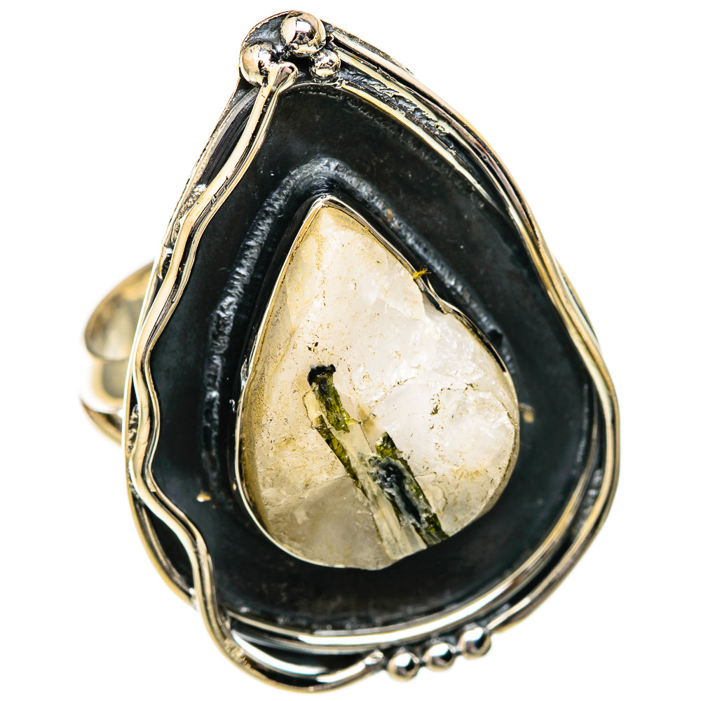 Green Tourmaline In Quartz Rings handcrafted by Anasilvercos - RING104412 - Photo 2