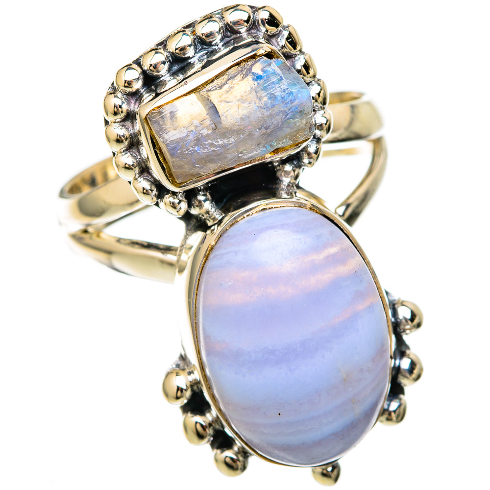 Blue Lace Agate Rings handcrafted by Anasilvercos - RING104459 - Photo 2