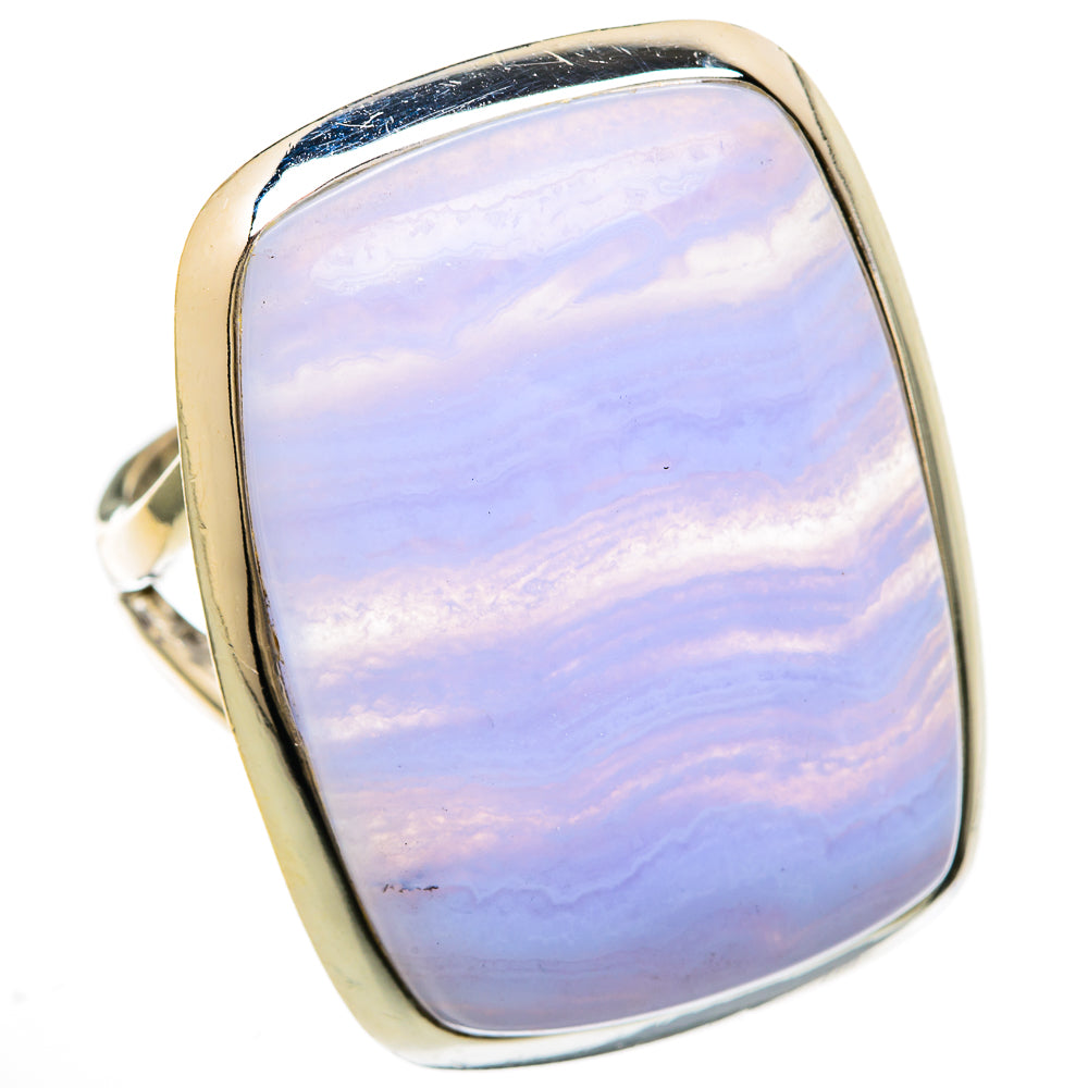 Blue Lace Agate Rings handcrafted by Anasilvercos - RING104543 - Photo 2