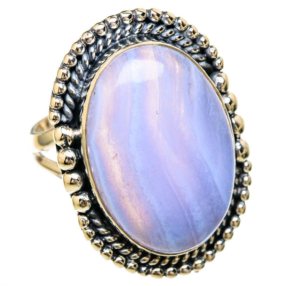 Blue Lace Agate Rings handcrafted by Anasilvercos - RING104580 - Photo 2