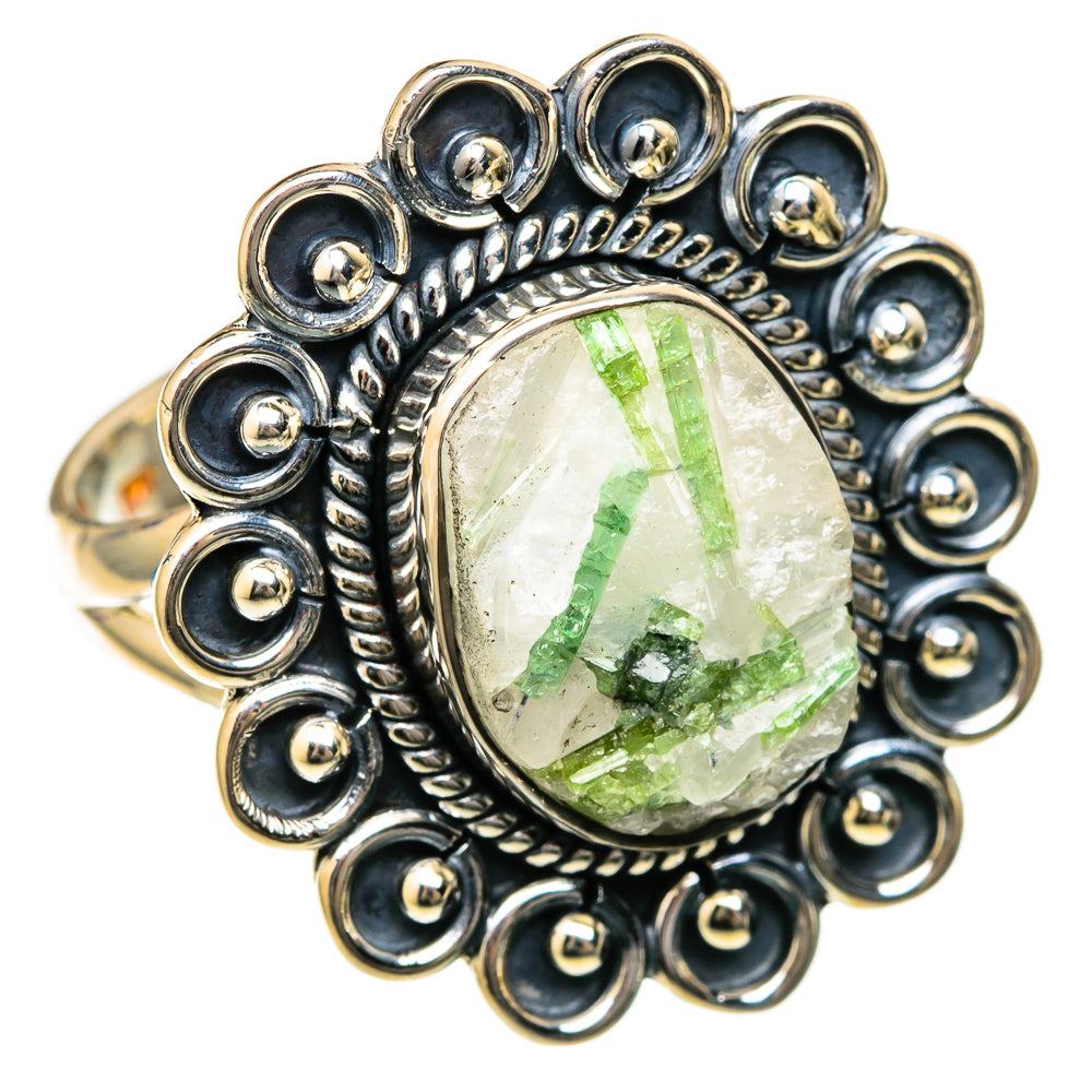 Green Tourmaline In Quartz Rings handcrafted by Anasilvercos - RING104632 - Photo 2