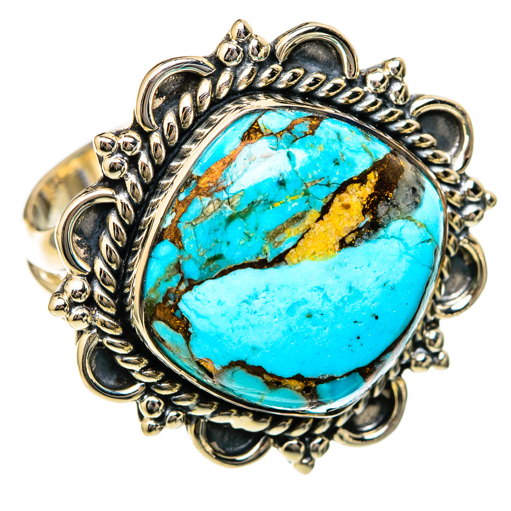 Blue Copper Composite Turquoise Rings handcrafted by Anasilvercos - RING104659 - Photo 2