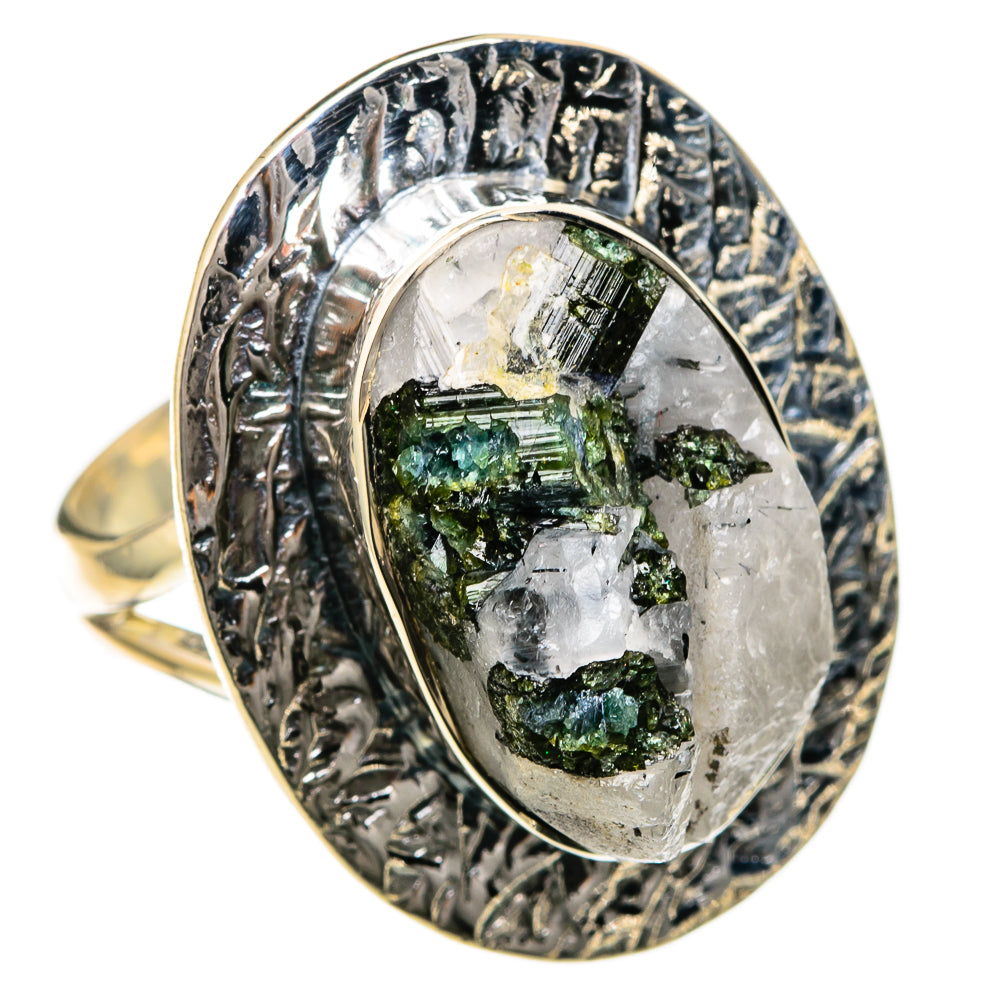 Green Tourmaline In Quartz Rings handcrafted by Anasilvercos - RING104661 - Photo 2