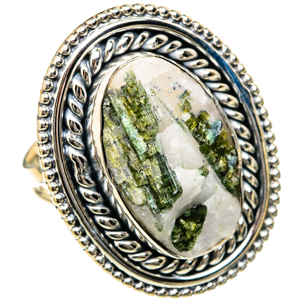 Green Tourmaline In Quartz Rings handcrafted by Anasilvercos - RING104691 - Photo 2