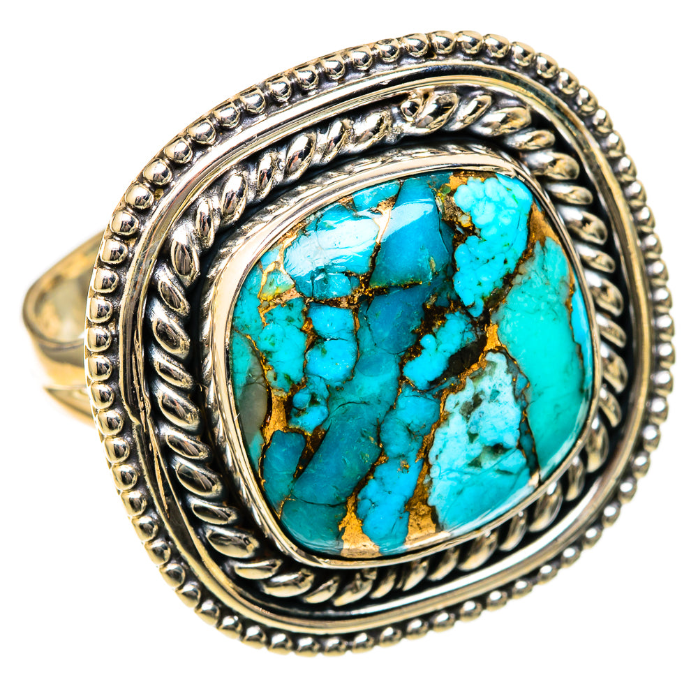 Blue Copper Composite Turquoise Rings handcrafted by Anasilvercos - RING104708 - Photo 2