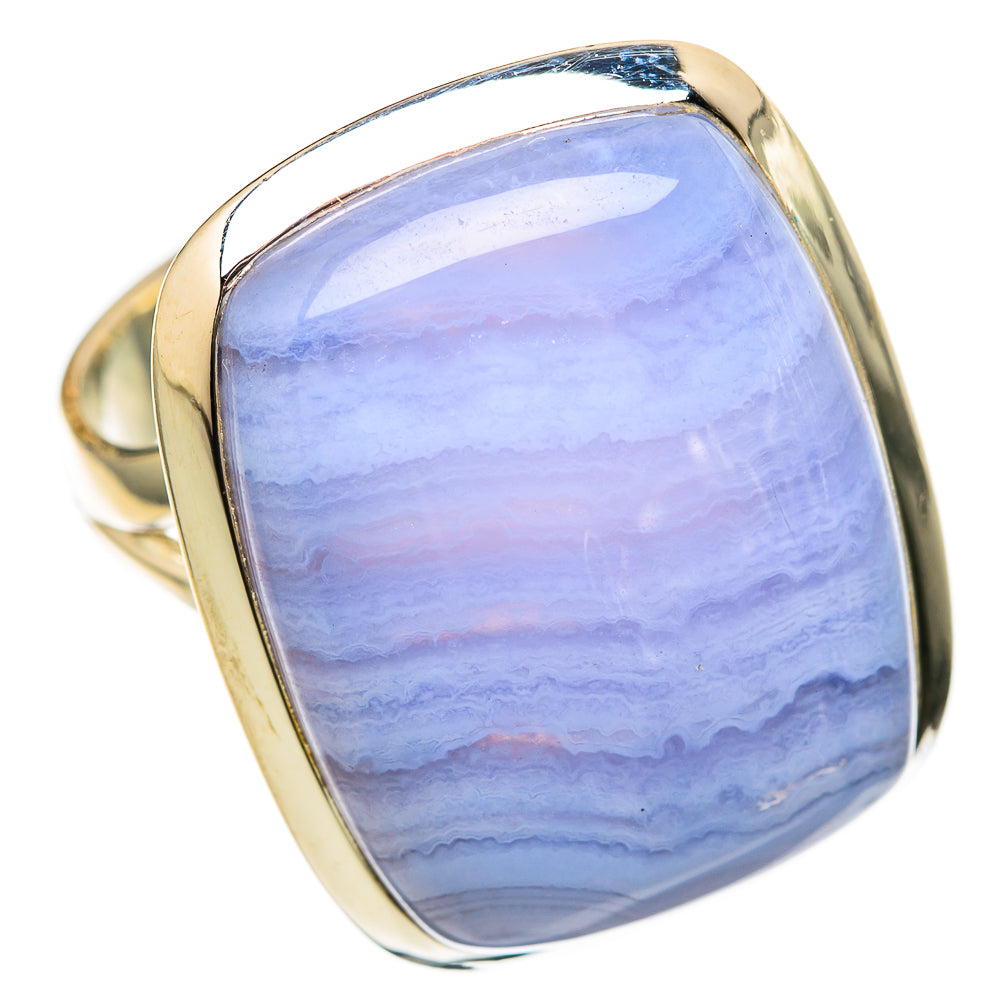 Blue Lace Agate Rings handcrafted by Anasilvercos - RING104989 - Photo 2