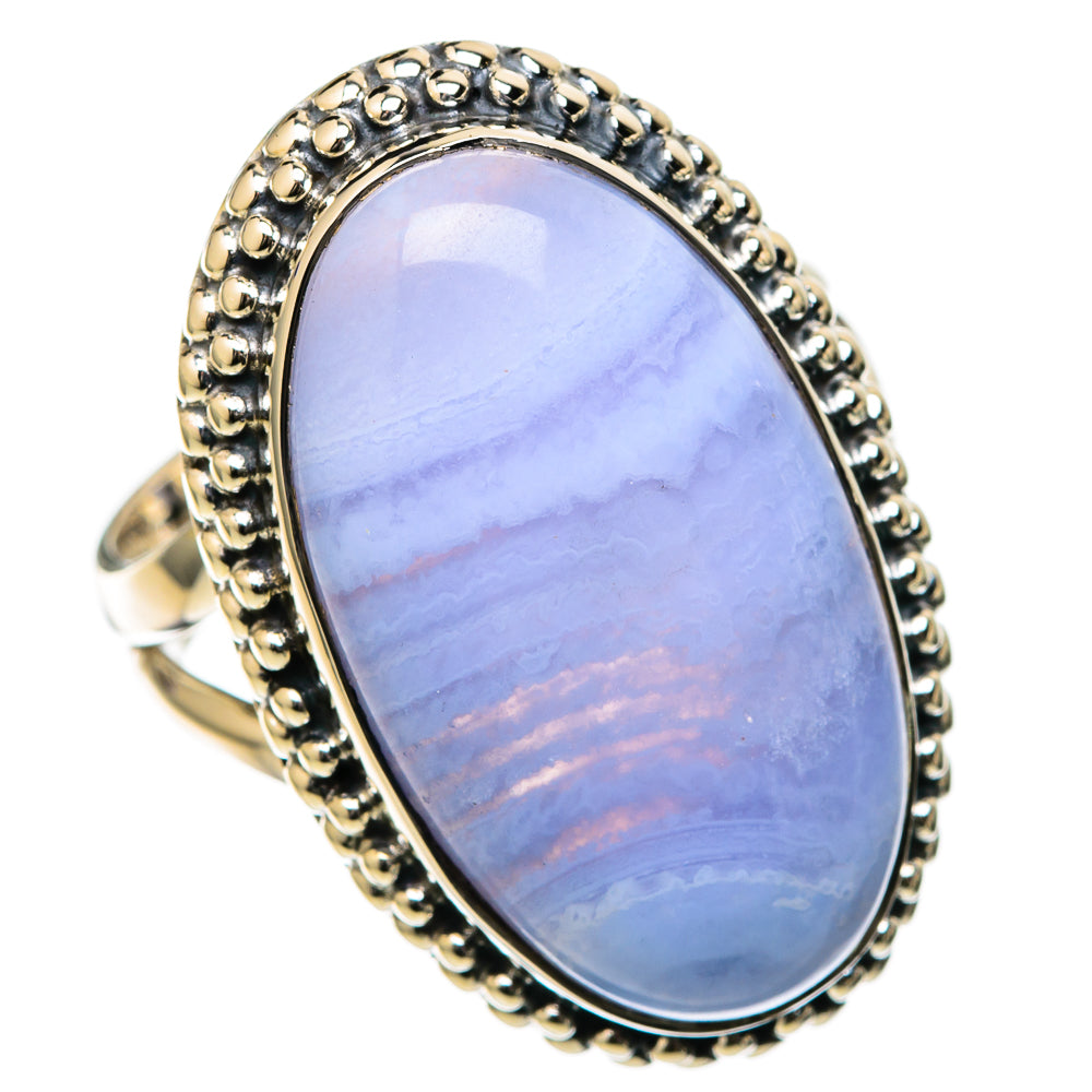 Blue Lace Agate Rings handcrafted by Anasilvercos - RING105041 - Photo 2