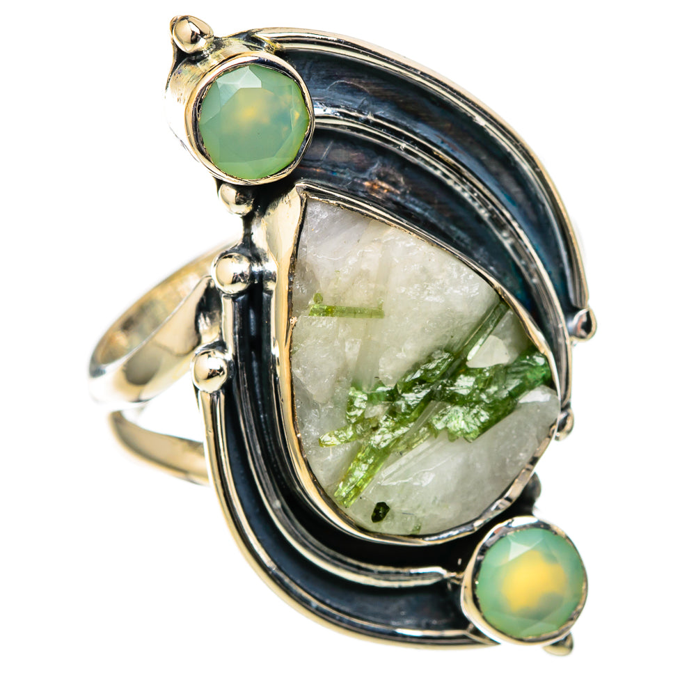 Green Tourmaline In Quartz Rings handcrafted by Anasilvercos - RING105058 - Photo 2