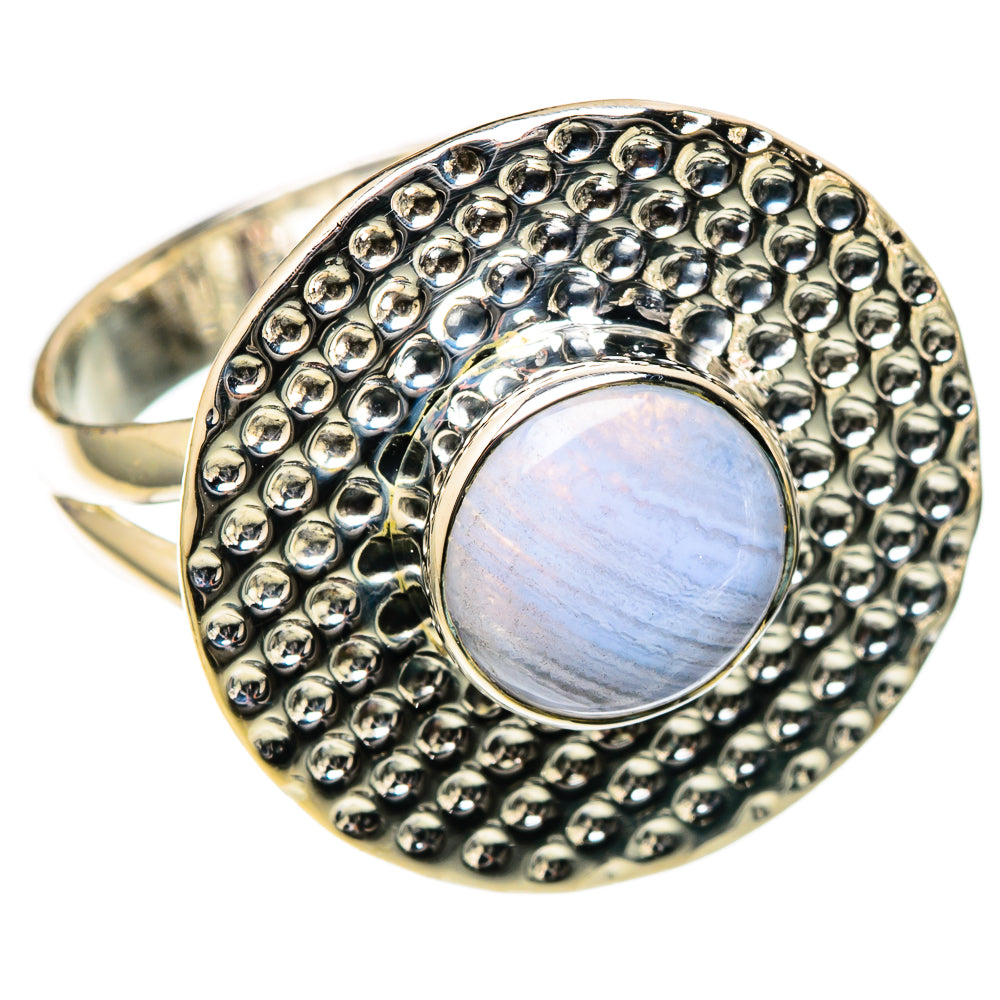 Blue Lace Agate Rings handcrafted by Anasilvercos - RING105078 - Photo 2