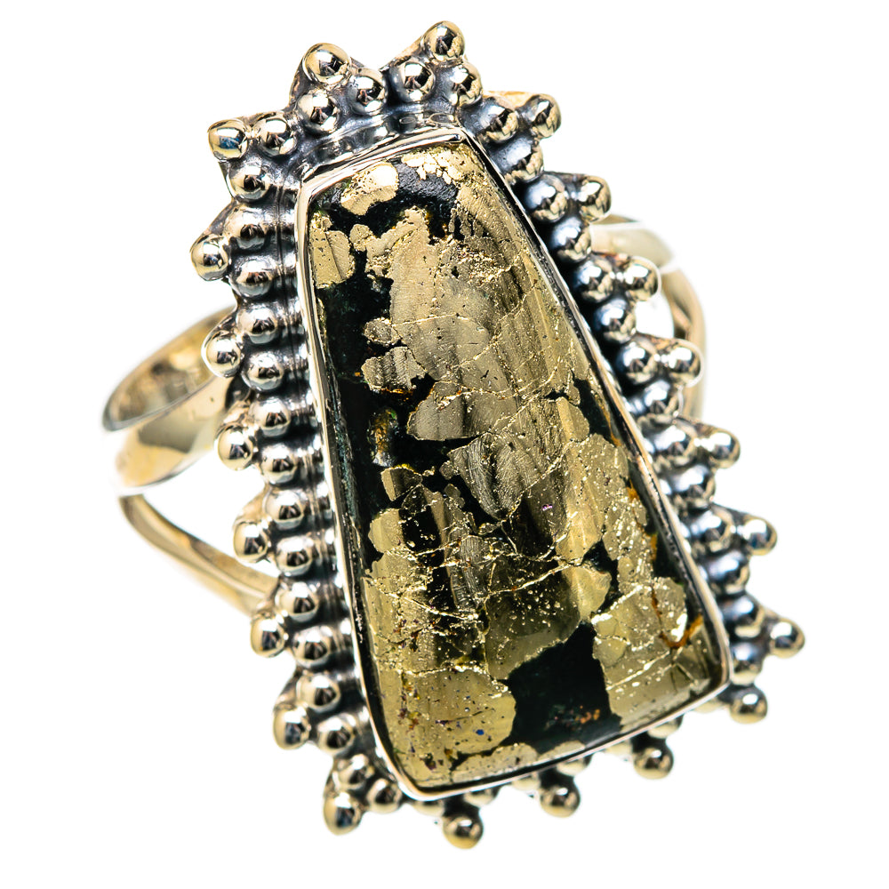 Pyrite Agate Rings handcrafted by Anasilvercos - RING105106 - Photo 2