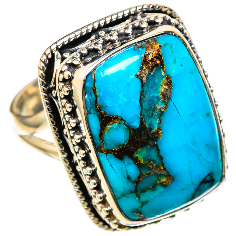 Blue Copper Composite Turquoise Rings handcrafted by Anasilvercos - RING105124 - Photo 2