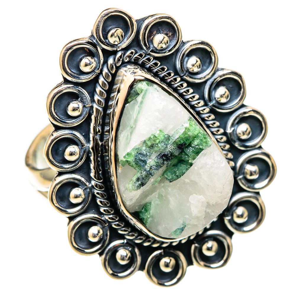 Green Tourmaline In Quartz Rings handcrafted by Anasilvercos - RING105128 - Photo 2