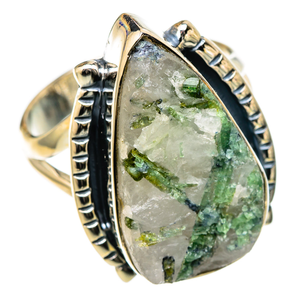 Green Tourmaline In Quartz Rings handcrafted by Anasilvercos - RING105180 - Photo 2