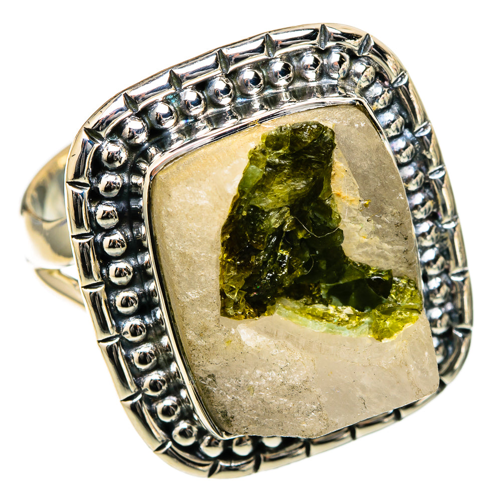 Green Tourmaline In Quartz Rings handcrafted by Anasilvercos - RING105224 - Photo 2