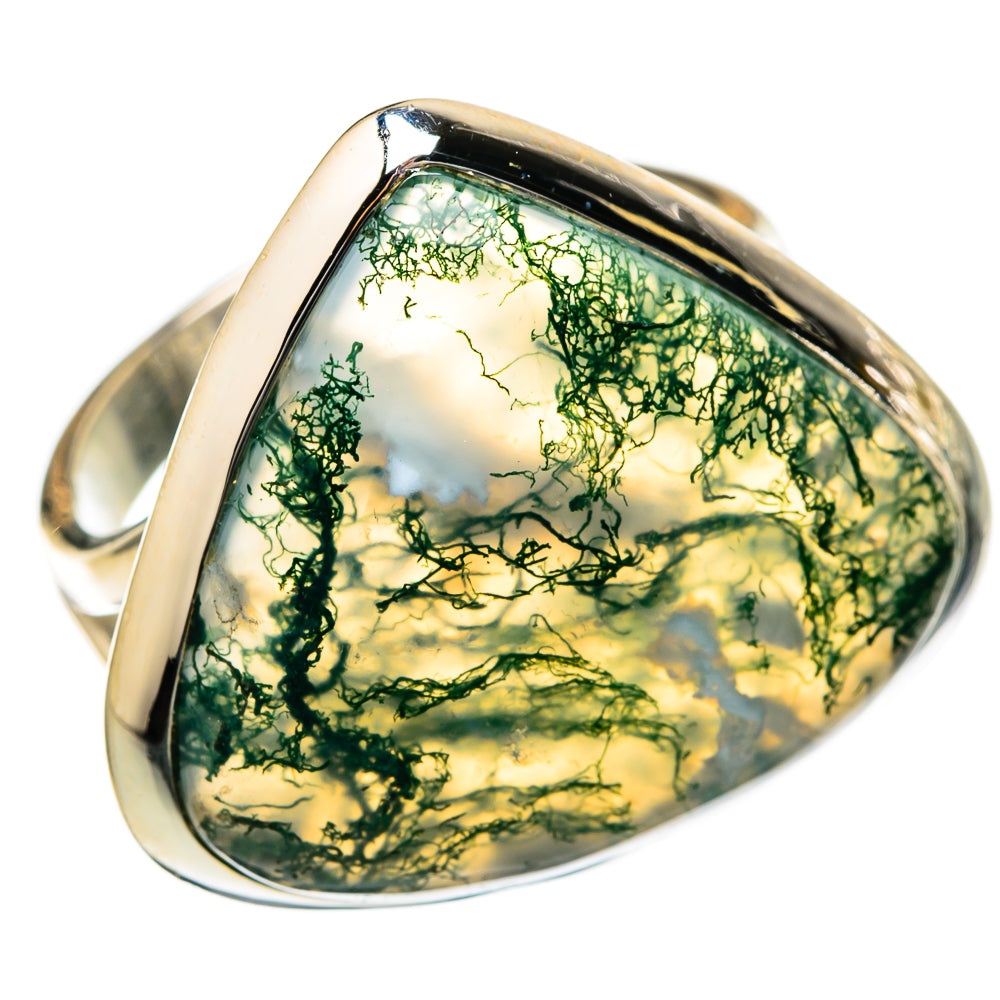 Green Moss Agate Rings handcrafted by Anasilvercos - RING105285 - Photo 2