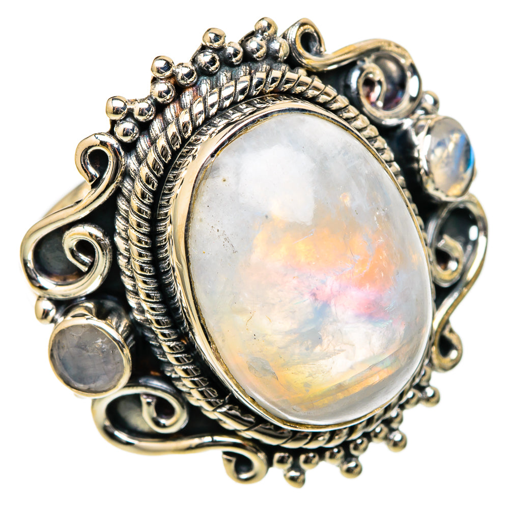 Rainbow Moonstone Rings handcrafted by Anasilvercos - RING105303 - Photo 2