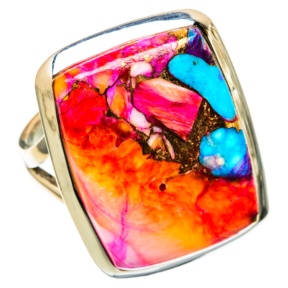 Kingman Pink Dahlia Turquoise Rings handcrafted by Anasilvercos - RING105306 - Photo 2