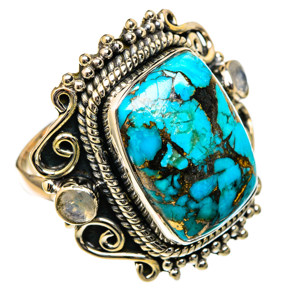 Blue Copper Composite Turquoise Rings handcrafted by Anasilvercos - RING105313 - Photo 2