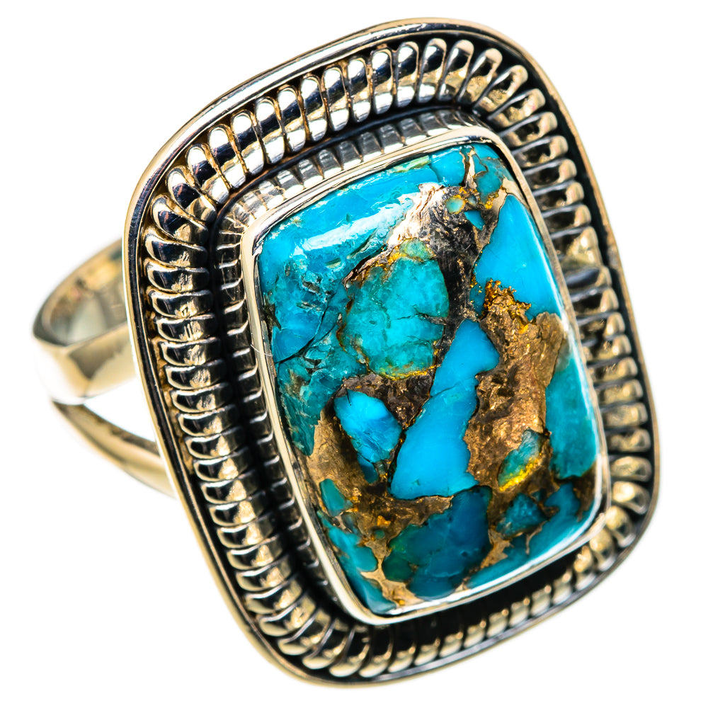 Blue Copper Composite Turquoise Rings handcrafted by Anasilvercos - RING105320 - Photo 2