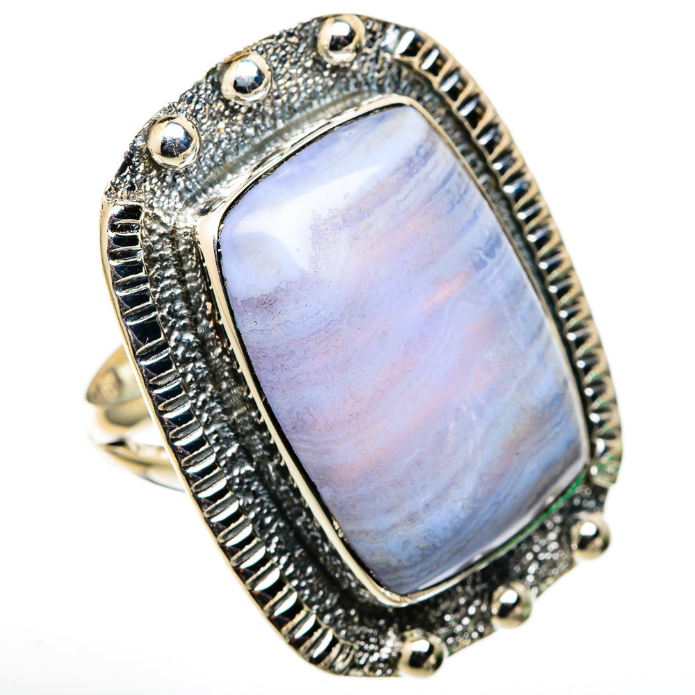 Blue Lace Agate Rings handcrafted by Anasilvercos - RING105560 - Photo 2