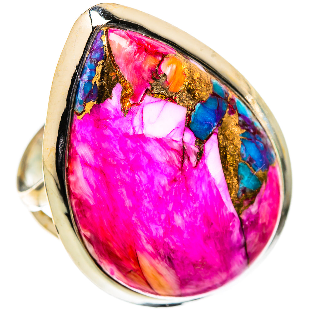 Kingman Pink Dahlia Turquoise Rings handcrafted by Anasilvercos - RING105566 - Photo 2