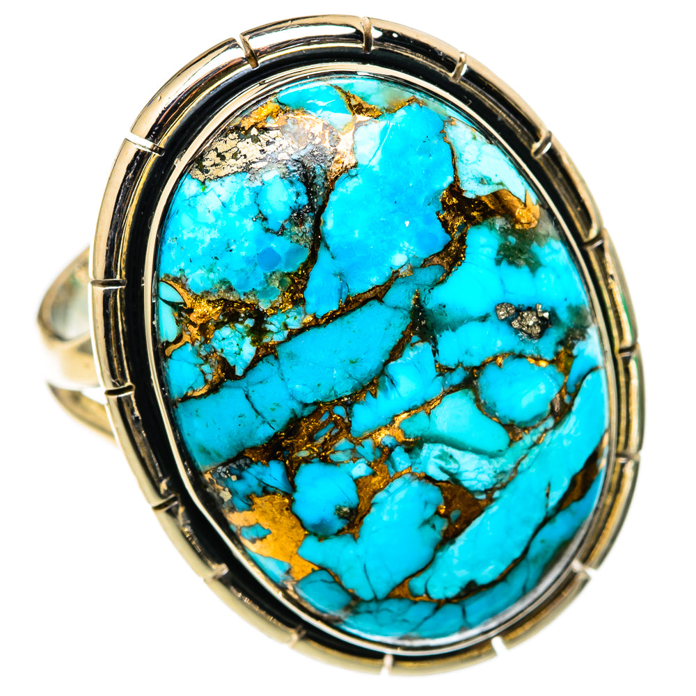 Blue Copper Composite Turquoise Rings handcrafted by Anasilvercos - RING105572 - Photo 2