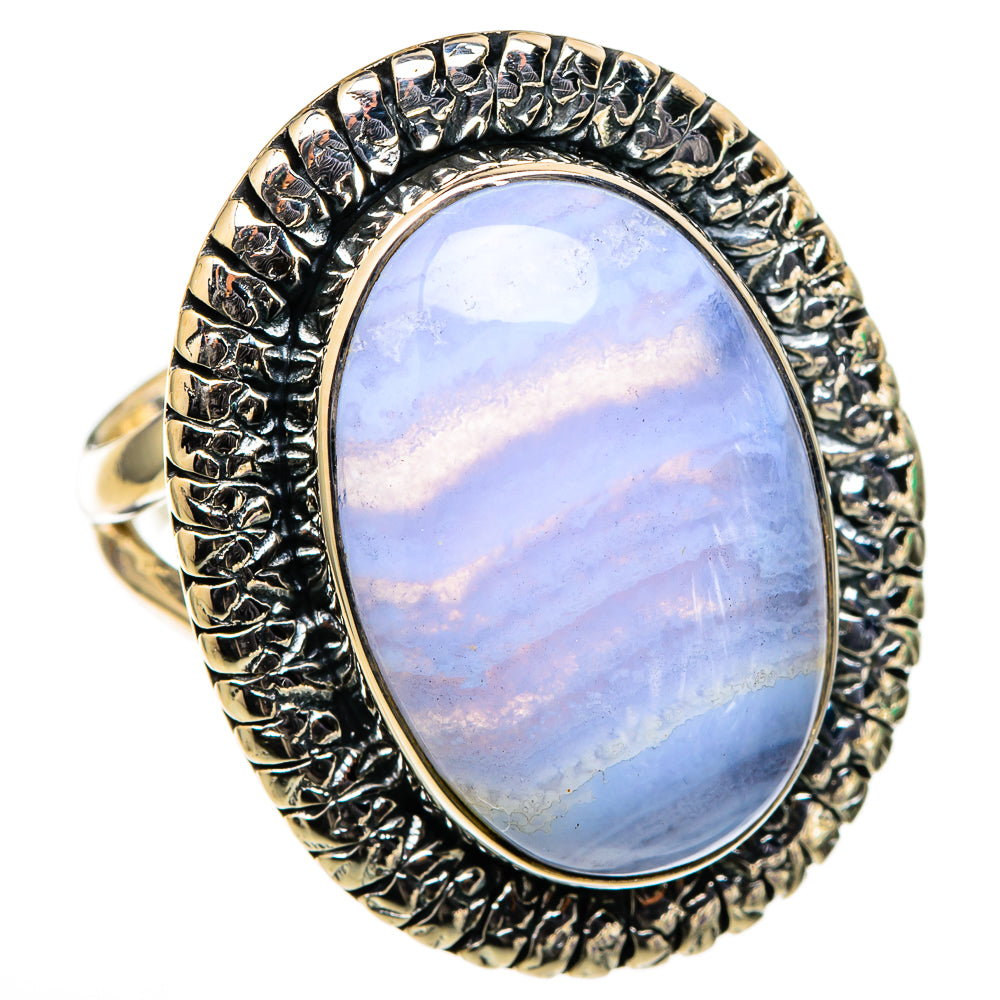 Blue Lace Agate Rings handcrafted by Anasilvercos - RING105607 - Photo 2