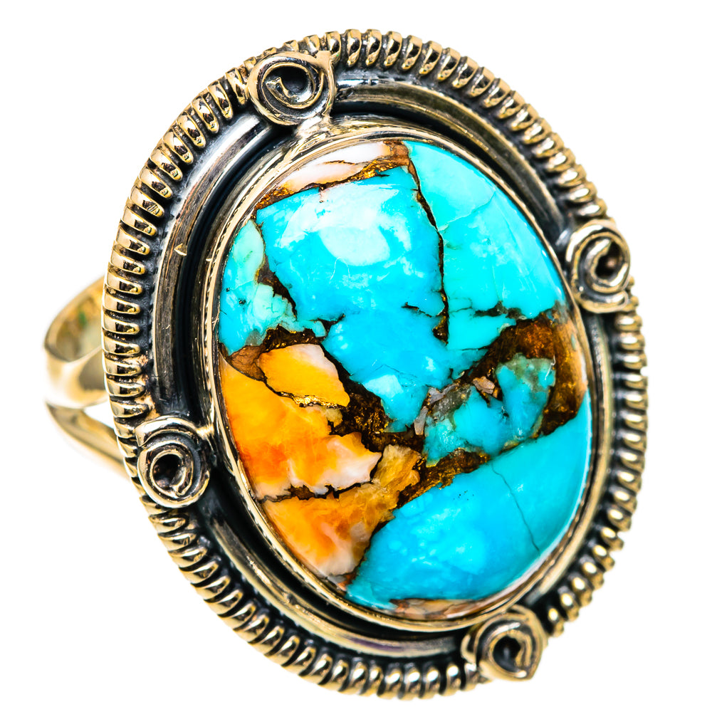 Spiny Oyster Turquoise Rings handcrafted by Anasilvercos - RING105609 - Photo 2