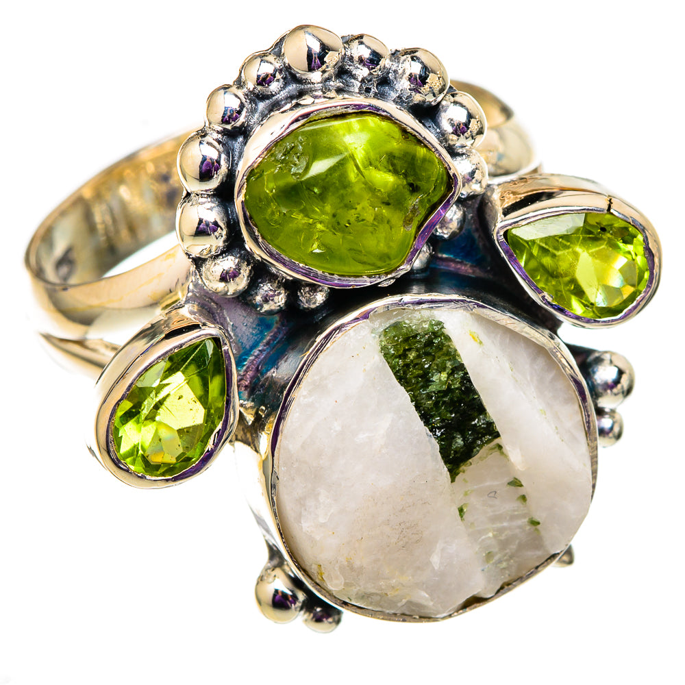 Green Tourmaline In Quartz, Peridot Rings handcrafted by Anasilvercos - RING105661 - Photo 2