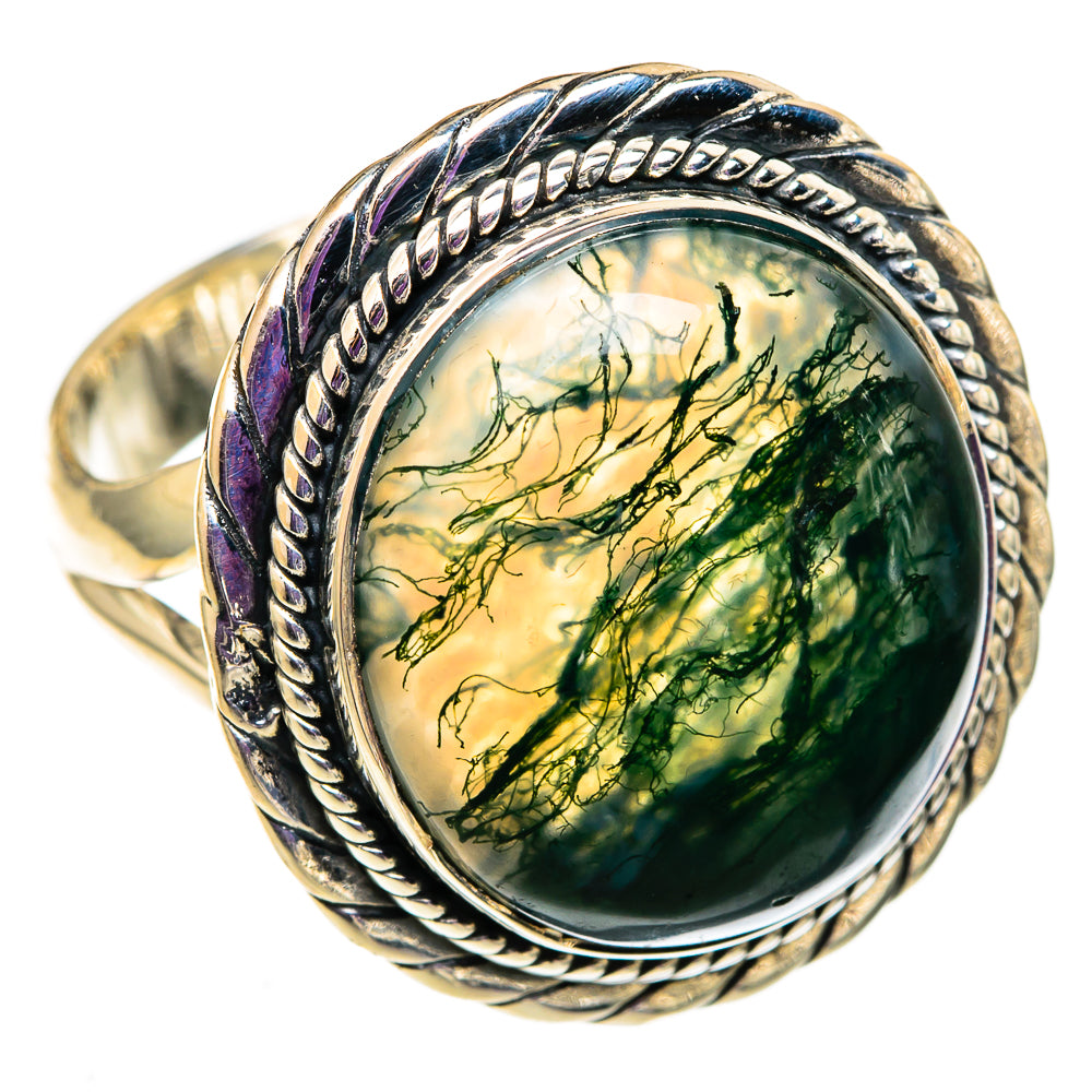Green Moss Agate Rings handcrafted by Anasilvercos - RING105663 - Photo 2