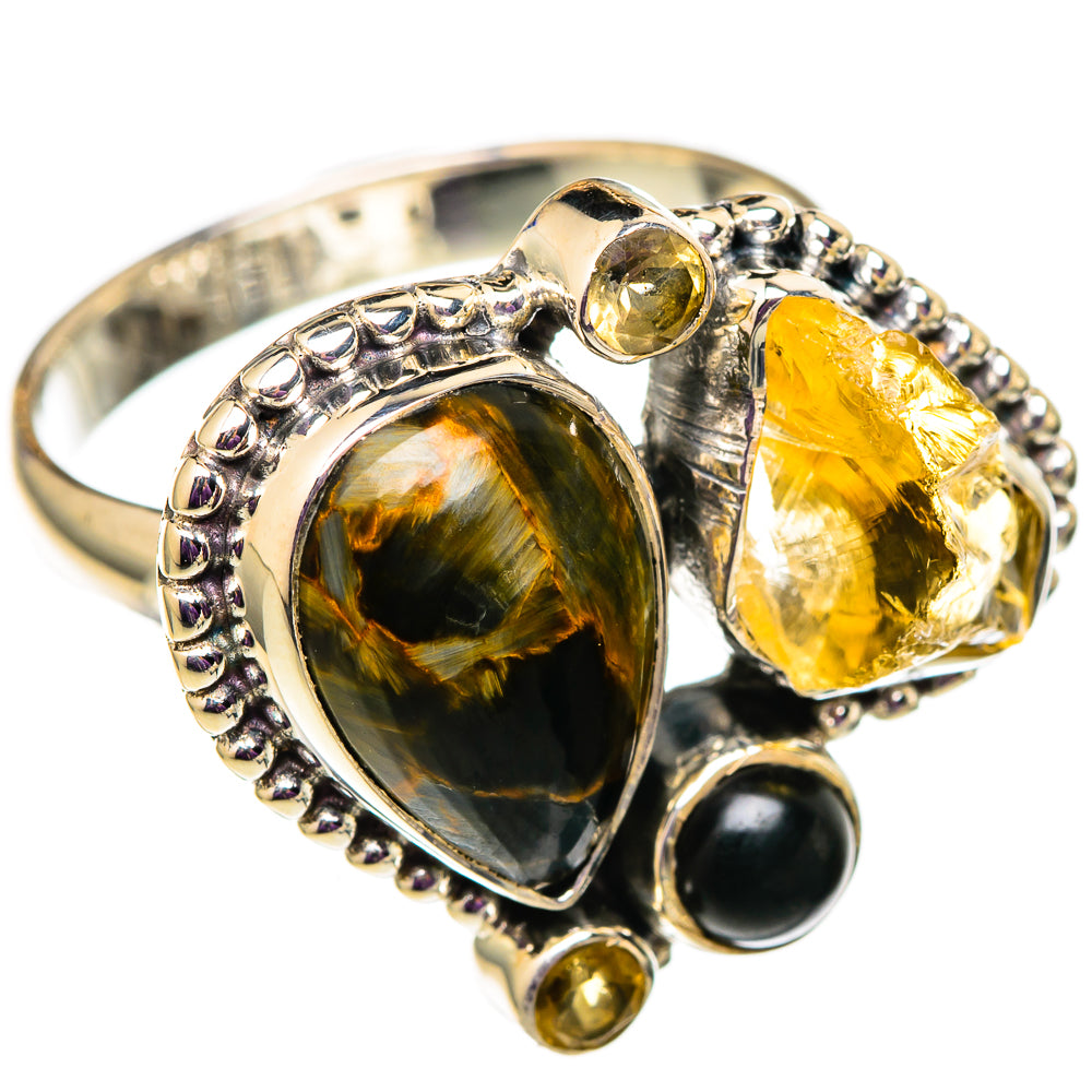 Pietersite, Citrine, Black Onyx Rings handcrafted by Anasilvercos - RING105677 - Photo 2