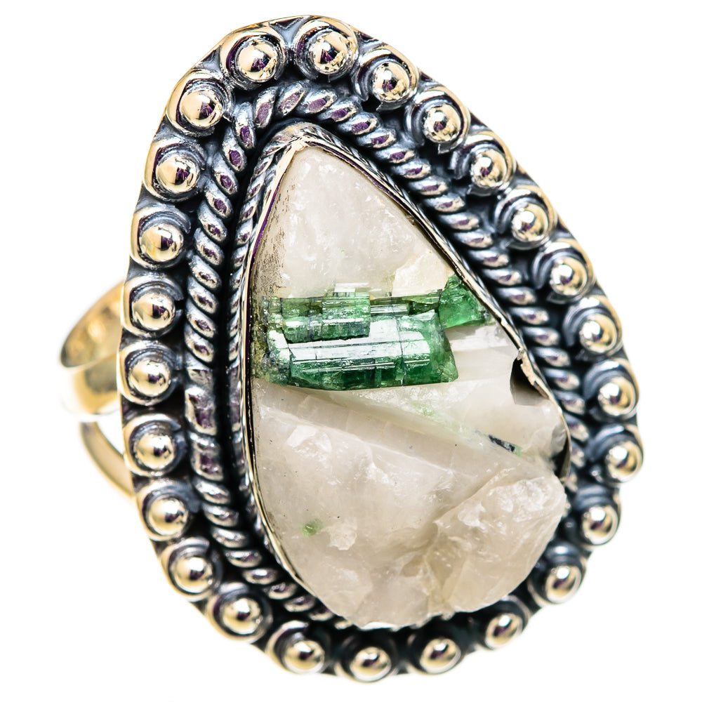 Green Tourmaline In Quartz Rings handcrafted by Anasilvercos - RING105680 - Photo 2