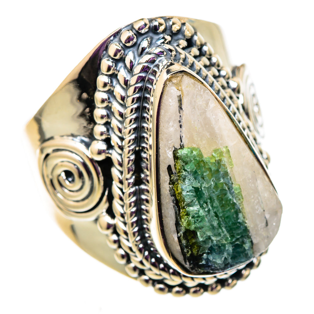 Green Tourmaline In Quartz Rings handcrafted by Anasilvercos - RING105693 - Photo 2