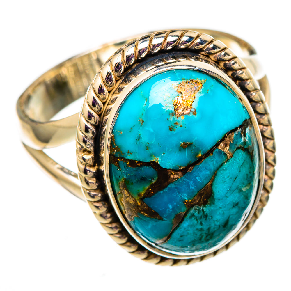 Blue Copper Composite Turquoise Rings handcrafted by Anasilvercos - RING105717 - Photo 2