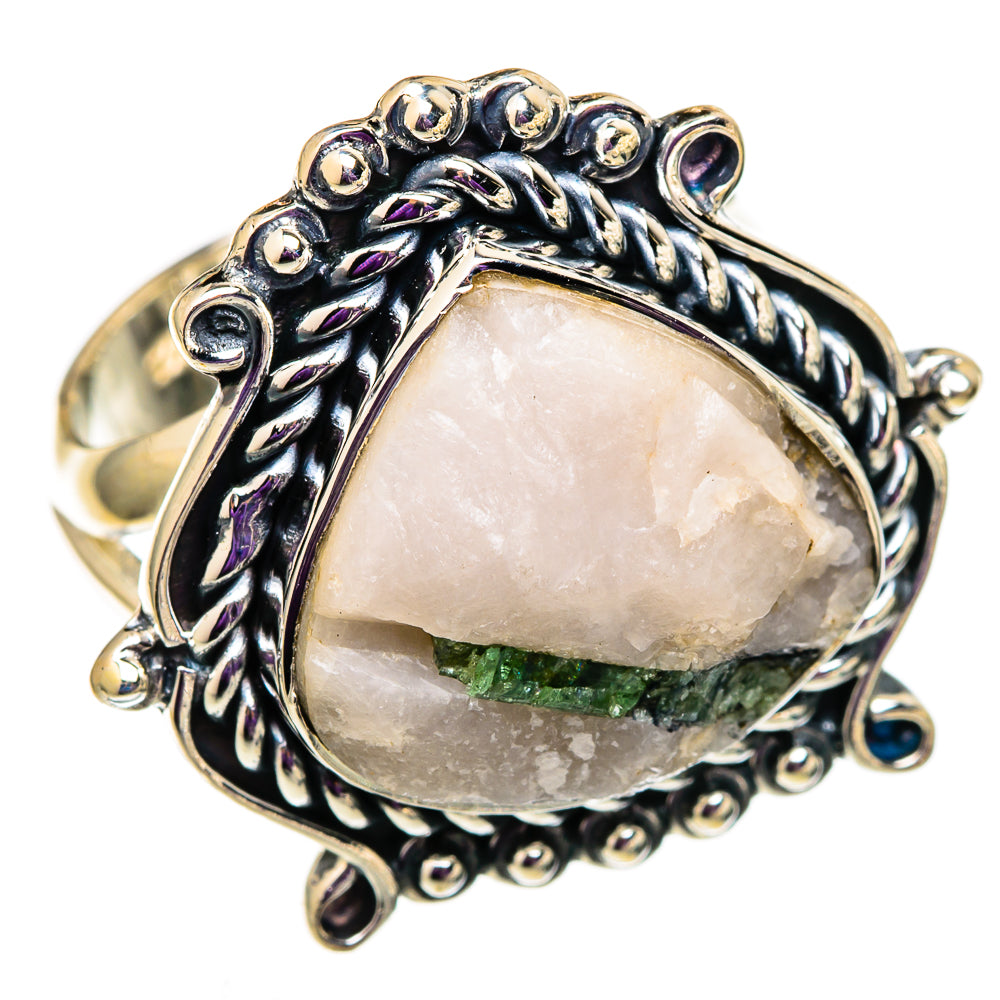 Green Tourmaline In Quartz Rings handcrafted by Anasilvercos - RING105742 - Photo 2