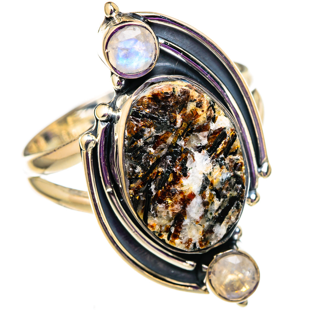Astrophyllite, Rainbow Moonstone Rings handcrafted by Anasilvercos - RING105759 - Photo 2