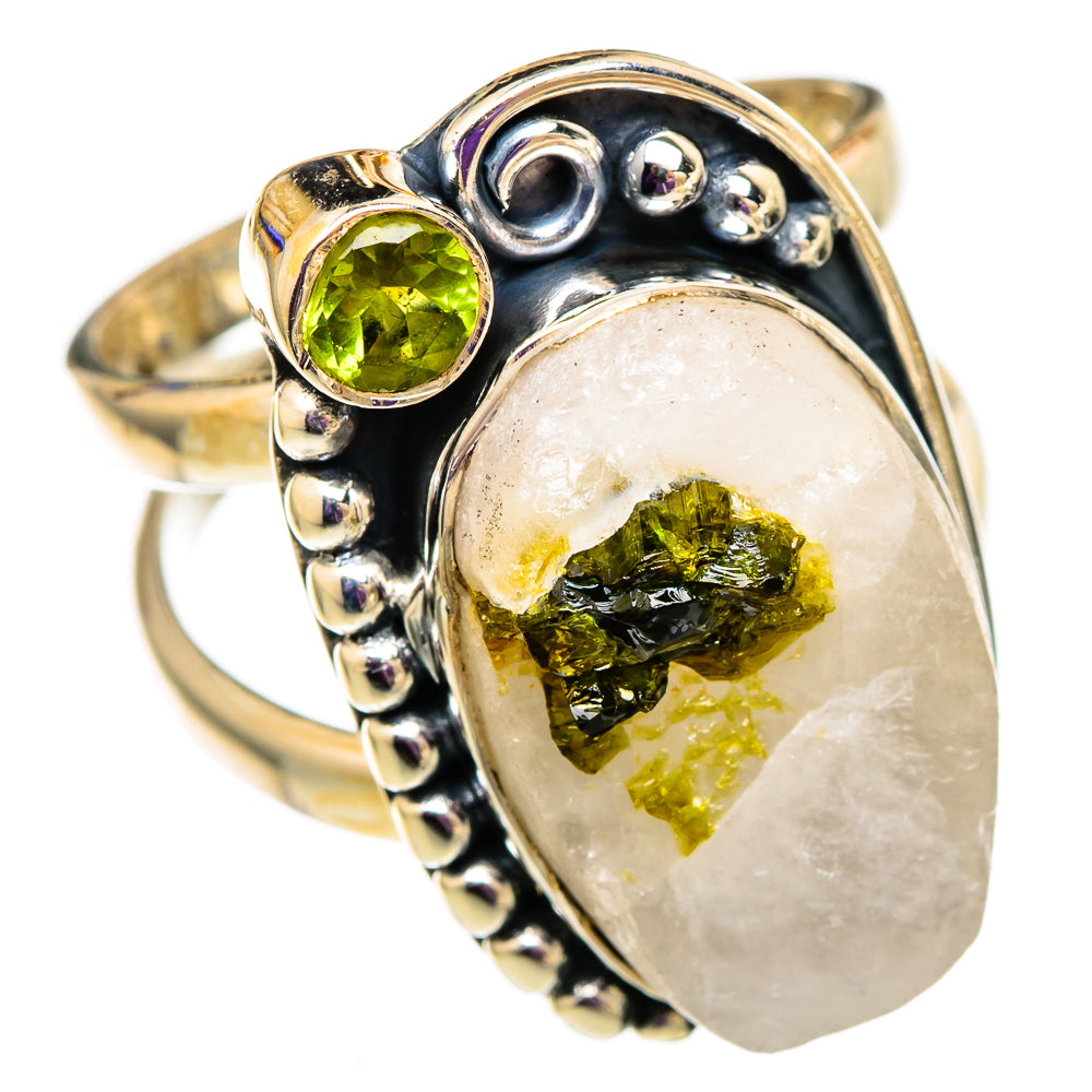 Green Tourmaline In Quartz, Peridot Rings handcrafted by Anasilvercos - RING105808 - Photo 2