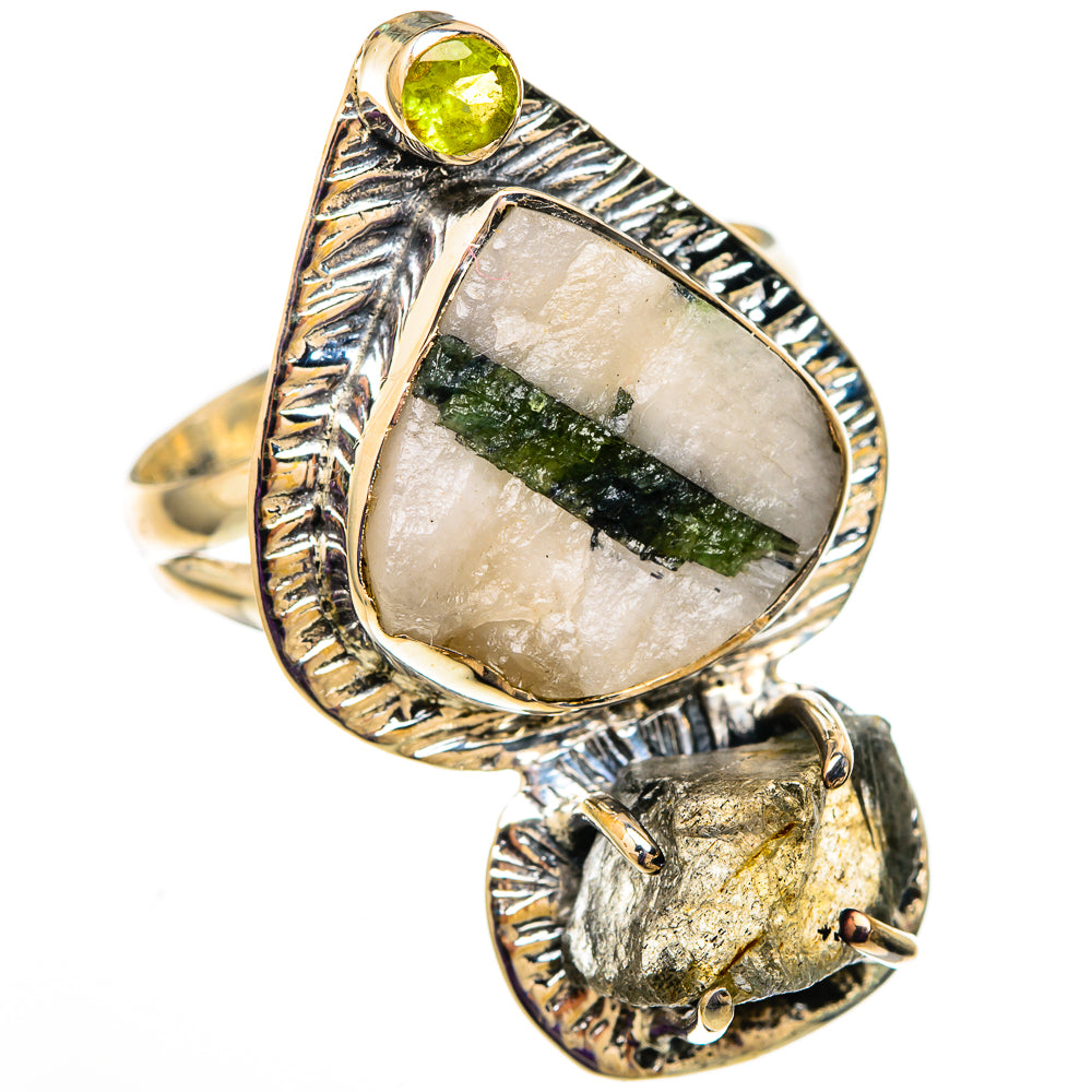Green Tourmaline In Quartz, Labradorite, Peridot Rings handcrafted by Anasilvercos - RING105884 - Photo 2