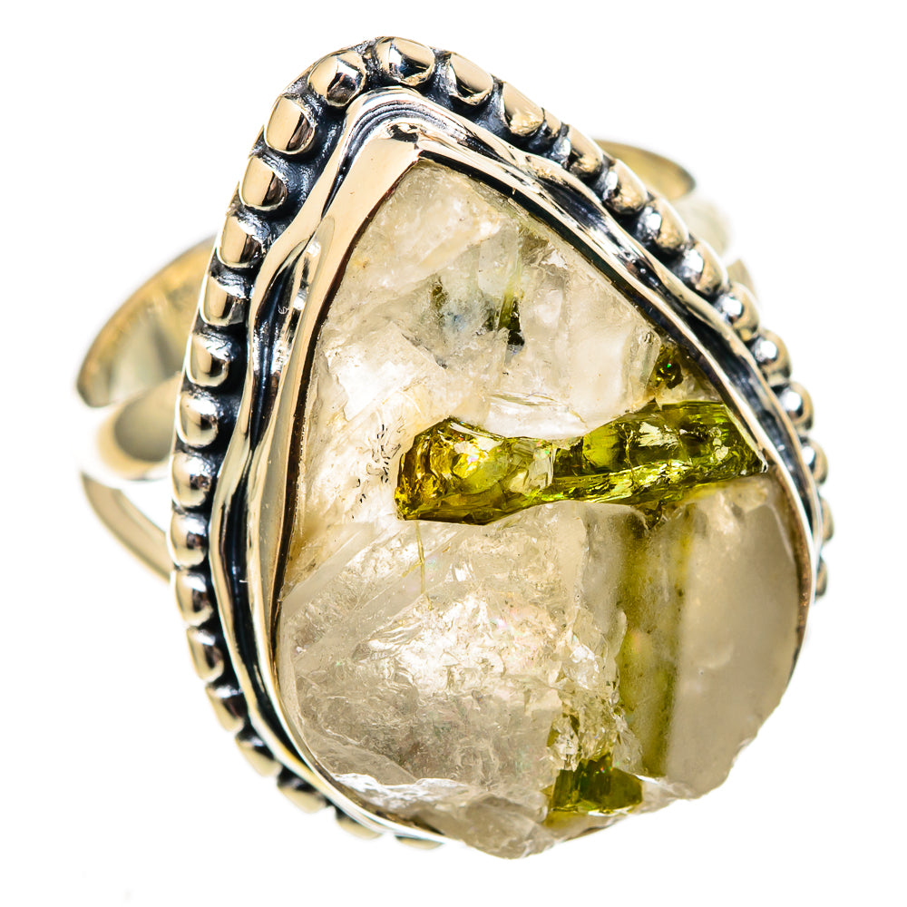 Green Tourmaline In Quartz Rings handcrafted by Anasilvercos - RING105978 - Photo 2