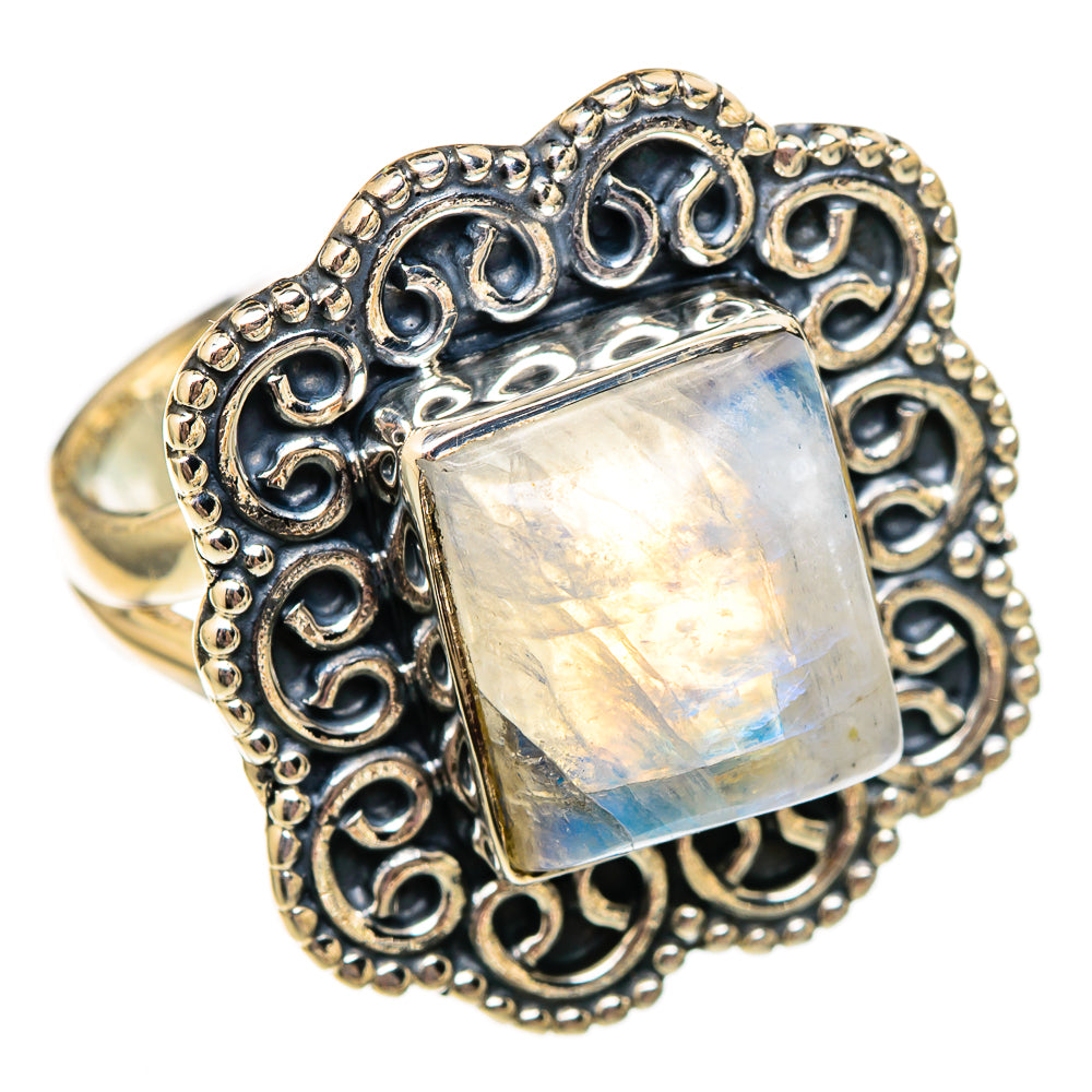 Rainbow Moonstone Rings handcrafted by Anasilvercos - RING106002 - Photo 2
