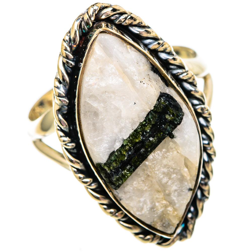 Green Tourmaline In Quartz Rings handcrafted by Anasilvercos - RING106040 - Photo 2