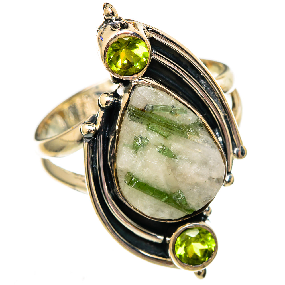 Green Tourmaline In Quartz Rings handcrafted by Anasilvercos - RING106052 - Photo 2