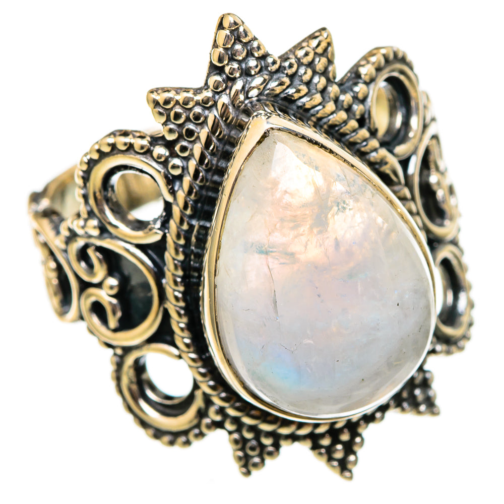Rainbow Moonstone Rings handcrafted by Anasilvercos - RING106074 - Photo 2