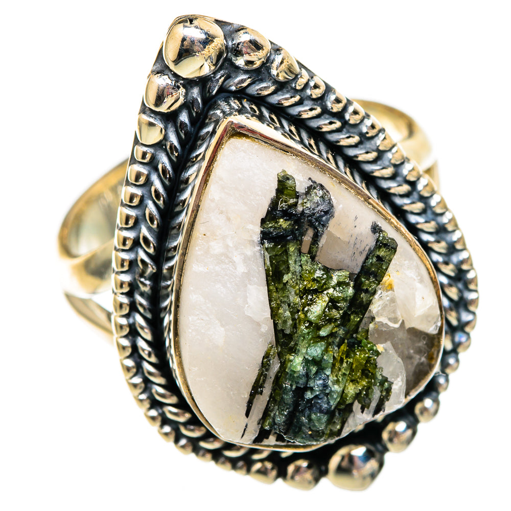Green Tourmaline In Quartz Rings handcrafted by Anasilvercos - RING106085 - Photo 2