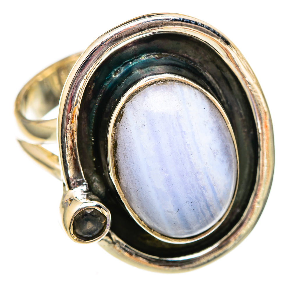 Blue Lace Agate Rings handcrafted by Anasilvercos - RING106105 - Photo 2