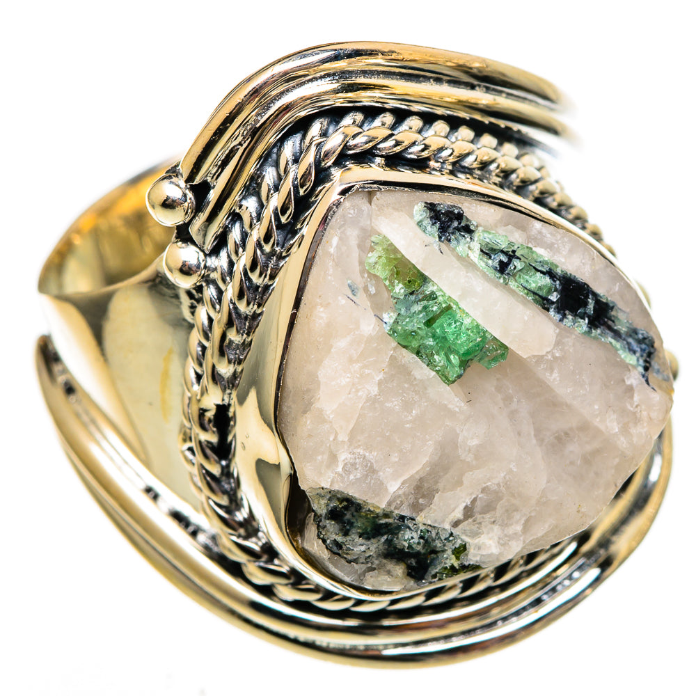 Green Tourmaline In Quartz Rings handcrafted by Anasilvercos - RING106118 - Photo 2