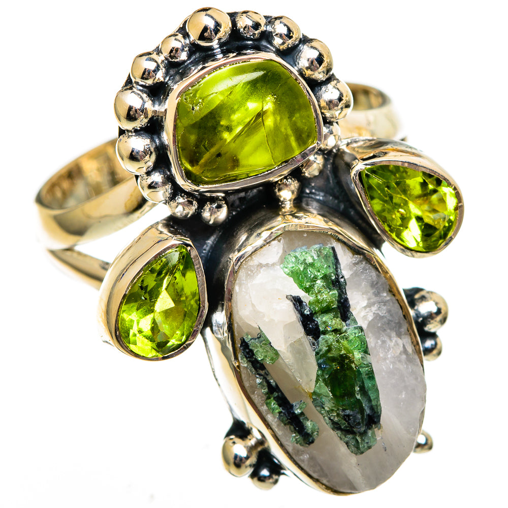 Green Tourmaline In Quartz Rings handcrafted by Anasilvercos - RING106123 - Photo 2
