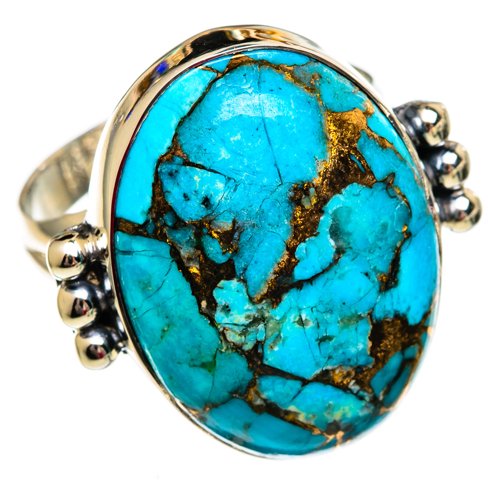 Blue Copper Composite Turquoise Rings handcrafted by Anasilvercos - RING106236 - Photo 2