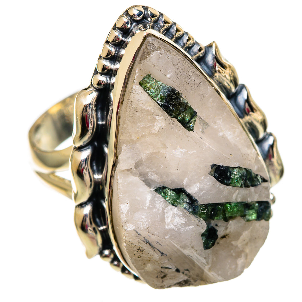 Green Tourmaline In Quartz Rings handcrafted by Anasilvercos - RING106237 - Photo 2