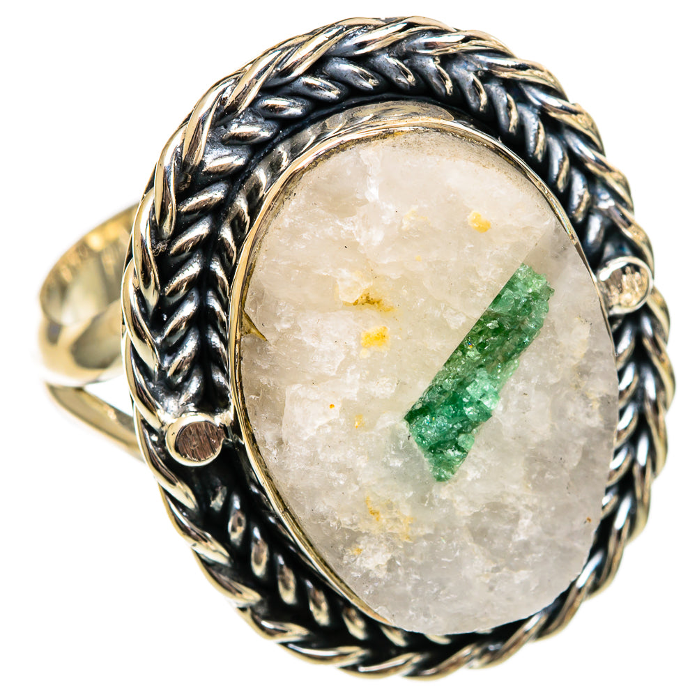 Green Tourmaline In Quartz Rings handcrafted by Anasilvercos - RING106302 - Photo 2